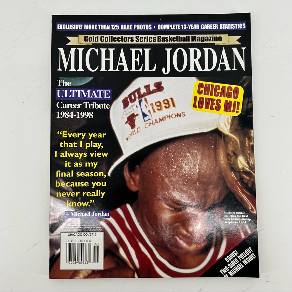 Michael Jordan Gold Collectors Series Basketball Magazine 1984-1998 Cover B‎